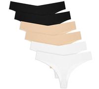 Yolev Lot de 6 strings sans couture pour femme - Sous-vêtements invisibles - String - Sans coutures - Pour femme - Invisible - Taille en V - Multicolore - Taille M