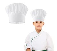 Yolev Toque de Cuisinier Chapeau de Chef pour Enfants Chapeau de Chef de Cuisine Convient pour la Cuisson Fournitures de Fête Maison Cuisine École Restaurant Blanc