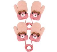 Yolhloy 2 Paires Moufles Enfant Thermique Gants Hiver Epais Mitaines Tricoté Chaud Douce Bébé Gants Plein-Doigts Polaire Cartoon Mignon Gloves Ski Snowboard pour Garçons Filles 1-4 Ans