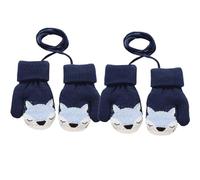 Yolhloy 2 Paires Moufles Enfant Thermique Gants Hiver Epais Mitaines Tricoté Chaud Douce Bébé Gants Plein-Doigts Polaire Cartoon Mignon Gloves Ski Snowboard pour Garçons Filles 1-4 Ans