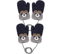 Yolhloy 2 Paires Moufles Enfant Thermique Gants Hiver Epais Mitaines Tricoté Chaud Douce Bébé Gants Plein-Doigts Polaire Cartoon Mignon Gloves Ski Snowboard pour Garçons Filles 1-4 Ans