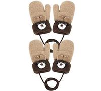 Yolhloy 2 Paires Moufles Enfant Thermique Gants Hiver Epais Mitaines Tricoté Chaud Douce Bébé Gants Plein-Doigts Polaire Cartoon Mignon Gloves Ski Snowboard pour Garçons Filles 1-4 Ans