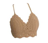 YOLIA Femmes Crochet Tops Caracos Été Soutien-Gorge de Bikini à la Main en Tricot Vestes Halter