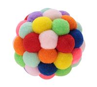 YolieraArt Balle en peluche colorée pour chat avec clochette, jouet doux à mâcher fait à la main pour chatons et petits chiens, balle de jeu interactive avec son de jingle, design multicolore (M)