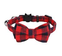 YolieraArt Collier pour chat à carreaux avec clochette, collier réglable en tissu doux pour animal domestique, joli tour de cou de style britannique pour chaton et chaton, boucle facile pour chats et