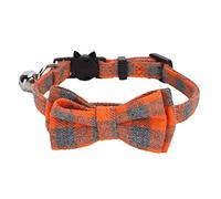 YolieraArt Collier pour chat à carreaux avec clochette, collier réglable en tissu doux pour animal domestique, joli tour de cou de style britannique pour chaton et chaton, boucle facile pour chats et
