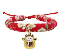 YolieraArt Collier pour chat de style japonais avec clochette, collier réglable pour animal domestique, 9 options de motif en 4 tailles, accessoires pour chat en tissu doux pour chatons et chats (B-3