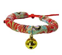 YolieraArt Collier pour chat de style japonais avec clochette, collier réglable pour animal domestique, 9 options de motifs en 4 tailles, accessoires pour chat en tissu doux pour chatons et chats (A-1