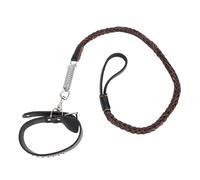 YolieraArt Ensemble collier et laisse pour chiens de taille moyenne et grande taille, matériau en cuir synthétique, design à ressort absorbant les chocs, laisse de dressage tressée, protection