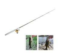 YolieraArt Ensemble de canne à pêche de poche, mini stylo télescopique avec moulinet en alliage d'aluminium, ligne de pêche, appâts souples et boîte de rangement, équipement de pêche compact portable