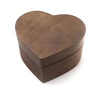 YolieraArt Heart Shaped Wooden Ring Box, Black Soft Lining Magnetized Ring Case, Compact Portable Smooth Surface, for Wedding Proposal Engagement