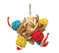 YolieraArt Jouet à mâcher en rotin coloré pour perroquet, boule en rotin pour oiseaux et feuilles de maïs, jouet interactif à mâcher pour soulager l'anxiété
