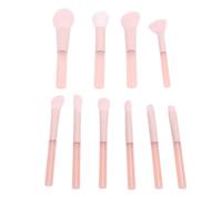 YolieraArt Lot de 10 pinceaux cosmétiques couleur pêche pour débutants, fard à paupières et maquillage des yeux, filament bionique doux, manche en résine solide, tube en aluminium épais givré