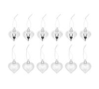 YolieraArt Lot de 12 décorations de sapin de Noël en forme de cœur, boules de Noël galvanisées, décorations de fête, mariage, décoration d'intérieur, matériau plastique, décoration romantique à