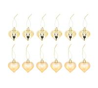 YolieraArt Lot de 12 décorations de sapin de Noël en forme de cœur, boules de Noël galvanisées, décorations de fête, mariage, décoration d'intérieur, matériau plastique, décoration romantique à
