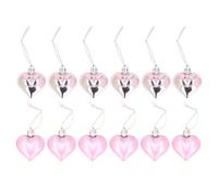 YolieraArt Lot de 12 décorations de sapin de Noël en forme de cœur galvanisées en forme de cœur pour fête, mariage, décoration d'intérieur, matériau plastique, décoration romantique à suspendre, idéal