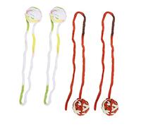 YolieraArt Lot de 4 boules à mâcher en peluche avec sons de 5 cm pour le nettoyage des dents, boules de chat interactives avec queues