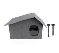 YolieraArt Maison d'extérieur pour chat - Pliable - Repulseur d'eau - Spacieuse - Pour toutes les saisons - Protection contre les intempéries - Abri portable pour chats et petits chiens - Gris