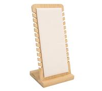 YolieraArt Necklace Display Stand, 12 Chains Capacity Beige Bamboo Board, Detachable Stable Base, Freestanding Jewelry Holder for Home Shop