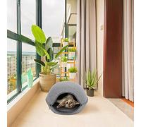 YolieraArt Niche en feutre avec housse amovible, abri confortable pour chat d'intérieur, fermeture éclair et lavable avec intérieur spacieux, cachette chaude pour chat (gris)