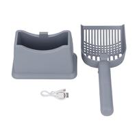 YolieraArt Pelle à litière électrique pour chat, forte vibration, rechargeable, sans fil, fonctionnement silencieux, plastique robuste, portable, tamisage automatique, pour un usage domestique (gris)