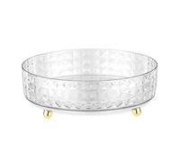 YolieraArt Plateau de maquillage rotatif à motif de diamant, organiseur de cosmétiques rond transparent avec base pivotante à 360°, rangement polyvalent pour produits de beauté, condiments, salle de