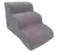 YolieraArt Rampe d'escalier pour chien à 3 niveaux avec housse en polaire, éponge haute densité, design en forme d'arc pour protéger les articulations, antidérapant pour lit et canapé, gris
