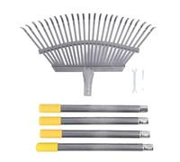 YolieraArt Râteau de jardin, râteau à feuilles larges à 25 dents avec poignée réglable, peigne de chaume en acier inoxydable pour pelouses, cours, outil d'entretien de la pelouse pour les feuilles et