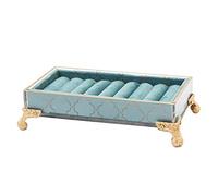YolieraArt Retro Jewelry Display Stand, Peacock Blue Gilded Rack, Resin Fabric Material, for Home Store Window Wedding Gift (Ring Tray)