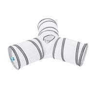 YolieraArt Tunnel pliable à 3 voies en polyester avec balle d'entrée, jouet interactif pliable pour chats d'intérieur, design multi-entrées pour l'exercice (blanc)