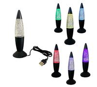 YoLight Veilleuse USB Table Lampe à Lave Paillettes Glitter LED à Couleur Changeante 7.87" (Noir)