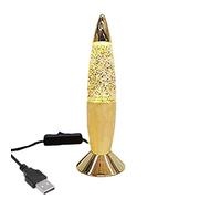 YoLight Veilleuse USB Table Lampe à Lave Paillettes Glitter LED à Couleur D'or 7.87" (D'or)
