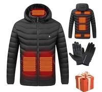 Yolimok 2024 Vestes Chauffantes Homme Femme Hiver, Manteau Chauffant à Capuche Manches Longues Hiver Chaud à Doudoune Chargement Usb Chauffe-Body éLectrique Veste Chauffante Avec 9 Zones De Chauffage