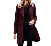 Yolimok Manteau - Caban - Pardessus En Laine Femme Chaud Automne Hiver à Manches Longues à Revers Unie Veste Long éLéGant DéContracté Slim Blousons Avec Poches Jacket Outwear Pour Femme
