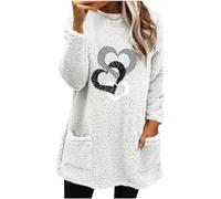Yolimok Pull Robe Femme Mini Dress Chandails Couleur Unie EléGant LâChe Pullover, Polaire Robe Sweat Y2k Sweatshirts,Pull à Manche Wearable Robe Polaire,Long Hoodies Pas Cher Automne Hiver Chaud