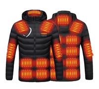 Yolimok Vestes Chauffantes Homme Femme Manteau Chauffant à Capuche Manches Longues Hiver Chaud à Capuche Chargement Usb Chauffe-Body éLectrique Veste Chauffante Avec 19 Zones 4 Modes De Chauffage