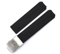 YOLIONU Pour Tissot T-TOUCH T013 T047 T048 T033T04 T091 T013420A Bracelet de montre en caoutchouc de silicone souple Bracelet de montre sport étanche(Black-silver,21mm)