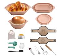Yolispa Lot de 14 paniers de fermentation en silicone pour pain - Accessoires de cuisson - 29 cm - Rond et ovale - Panier de fermentation pliable - Moule à pain et accessoires de cuisson