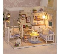 Yolispa Miniature avec des Meubles de Maison de poupée avec LED, Maison Miniature a Construire kit DIY Dollhouse, poupée Jouet éducatif pour Enfants Anniversaire pour Adultes et Adolescents