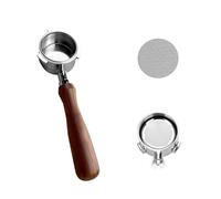 Yolispa Porte filtre sans fond 51 mm avec 3 oreilles, porte filtre avec poignée en bois sans fond avec tamis à palets et panier filtrant, compatible avec DeLonghi EC680/EC685 machine à expresso