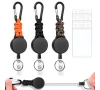 Yolistar 3 Pièces Porte-Clés Rétractables,Rétractable Badges Reel Clip avec Lanière Tressée,Avec Porte-carte D'identité Transparent,Porte Clef Enrouleur Cable Acier 61cm