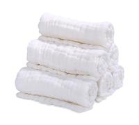 Yolistar Lange Bébé en Mousseline de Coton, 6Pcs Etiré 25x50 cm, 6 Couches, Réutilisables en Coton Biologique, Ultra Doux, Respirant, pour Nouveaux, Cadeau Naissance Fille et Garçon(Blanc)