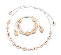 Yolistar Lot de 2 Collier Bracelet Ras du Cou Bohème avec Coquillage, Collier Bracelet Coquillage Réglable