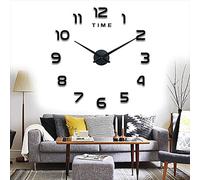 Yolistar Modern DIY Grande Horloge Murale,3D Miroir Autocollant Metal Silencieuse Pendule Murale,Pendule Murale Moderne Métallique Horloge Décorations de Bureau Domicile-Noir,Extensible de 60 à 90 cm