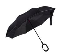 YOLISTAR Parapluie Inverse Canne Noir Double Couche Mains Libres Poignée C Anti UV Anti-Vent Anti-Retournement(Noir)
