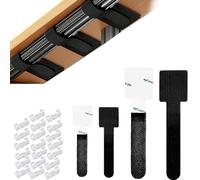 Yolistar Set de gestion de câbles auto-adhésif, attaches en et clips, organisateur pour bureau, mur, installation gaming, accessoires PC, support de câbles pour un espace ordonné