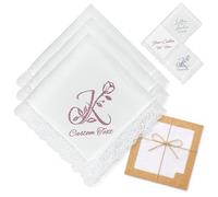 YoLLiEE Custom Handkerchief Personalised Glitter Monogram Handkerchiefs with Name Initials Customised Wedding Gift for Bride Groom