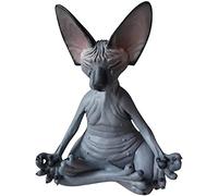 Yolluu Sph&ynx Figurine de Bouddha miniature de collection en méditation pour chat zen Fait à la main Petite décoration Chat pensée, Yoga Drôle Décoration de jardin