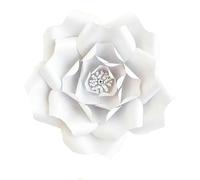 YOLNEY Fleur géante en Papier à Faire soi-même, Grande Rose pour décoration d'intérieur, Toile de Fond de Mariage, Artisanat en Papier - Blanc pailleté - 15 cm