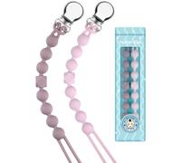 Yolnkos Attache Sucette Garçons Filles Silicone Soothie Tétine Clips Porte Accroche Chaîne Cadeau de Douche de Bébé Conception en Une Seule Pièce 2pcs(Sage,Violet)
